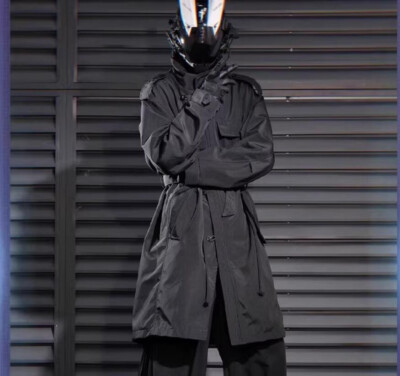 Windproof waterproof stand-up collar trench coat men mid-length