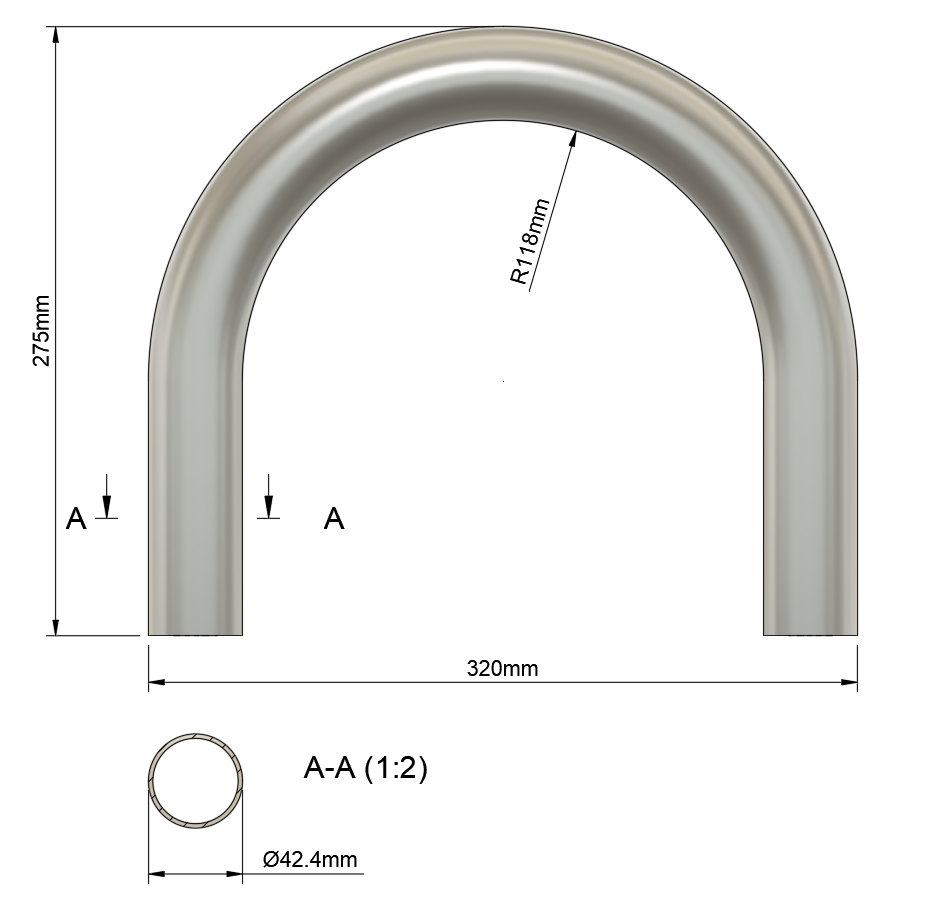 Edelstahl Schweißbogen 180° Grad V2A 42,4mm Rohrbogen Langbogen Rohr ...