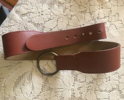 Vintage leather ring belt with brass ring 32-36” western  display picture 3