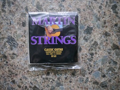 VINTAGE MARTIN STRINGS CLASSIC GUITAR SILVERPLATED WOUND BALL END M160 6 STRINGS