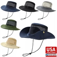 Mens Womens Summer Bucket Boonie Hat Neck Cover Flap Sun Wide Brim Outdoor Cap