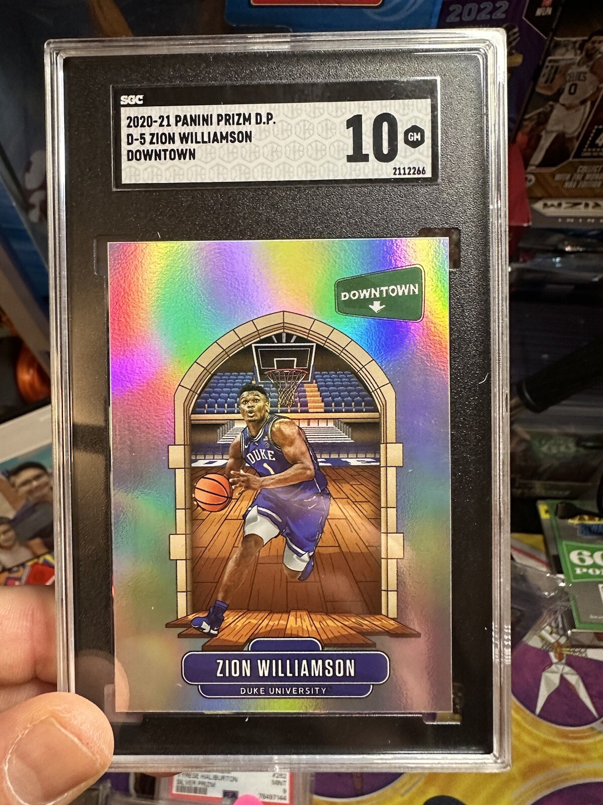 2020-2021 Panini Prizm Draft Picks D-5 Zion Williamson Downtown SGC 10