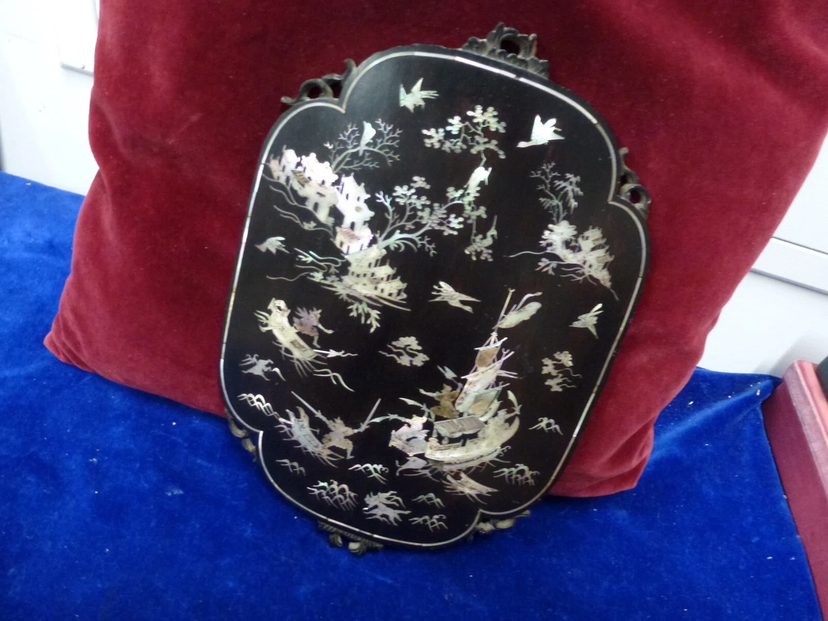 Cabinet chinois vintage avec oiseaux et fleurs, rouge et or (bohémien