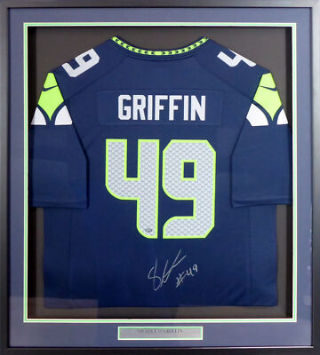 Seahawks Shaquem Griffin Autographed Framed Blue Nike Jersey MCS