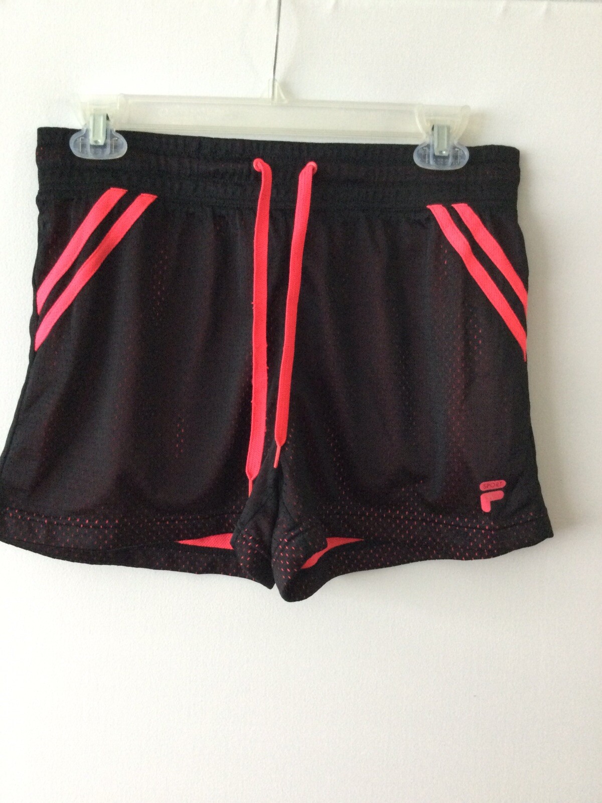 Pantaloncini donna Fila neri con coulisse bordo arancione corsa fitness taglia med