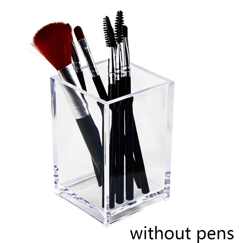 Clear Acrylic Makeup Brush Holder Desktop Pen Storage Box Container