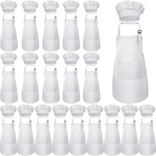 40 Pcs Kids Apron Chef Hat Set Boys Girls Aprons Chef Apron Hats Bulk for Cookin