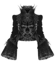 Eva Lady Dark Devore Baroque Gothic Velvet Chained Jacket
