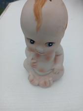 VINTAGE Bisque TALCUM Powder KEWPIE Baby DOLL Jar SHAKER Holder FIGURINE Cupie