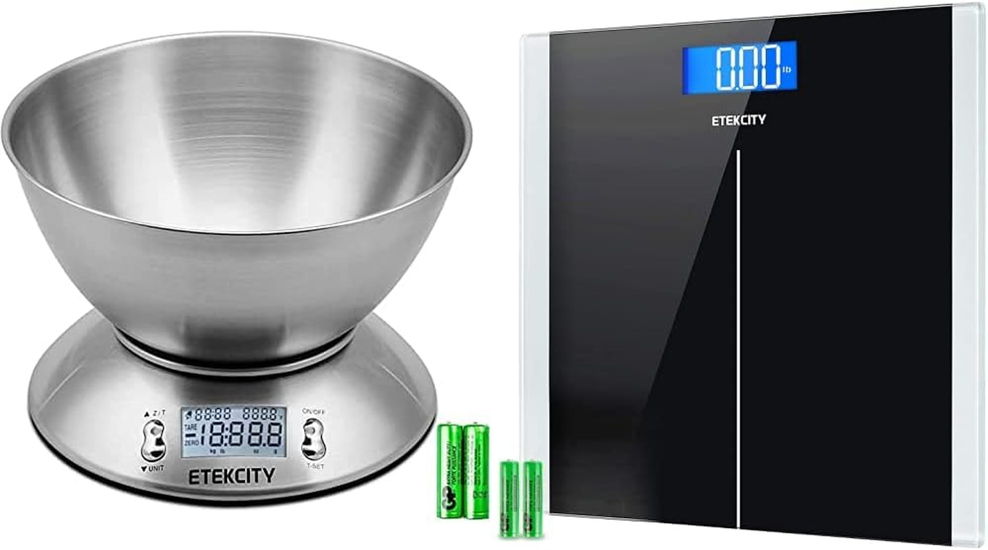 Food Scale with Bowl, Timer, and Temperature Sensor, Digital Kitchen Weight for