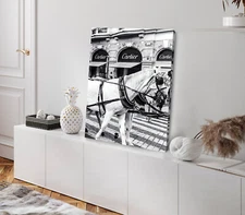 Horses near Fashion Store View Stretched Canvas 40x50cm Print