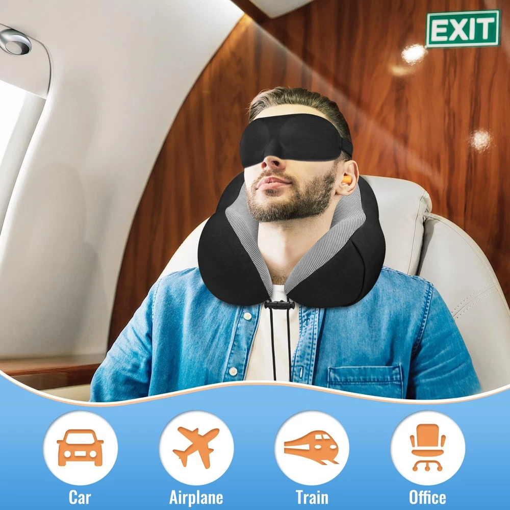 Travel Pillow Premium Memory Foam, Comfortable & Supportive Neck Pillow, Slee...