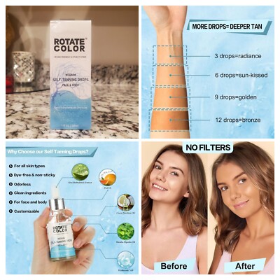 ROTATE COLOR Self Tanning Drops ︎Medium ︎ Face & Body ︎Natural LOOK Tan ︎Vegan 