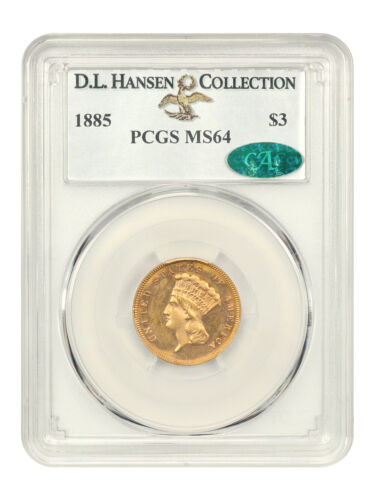 1885 $3 PCGS/CAC MS64 ex: D.L. Hansen - Picture 1 of 4