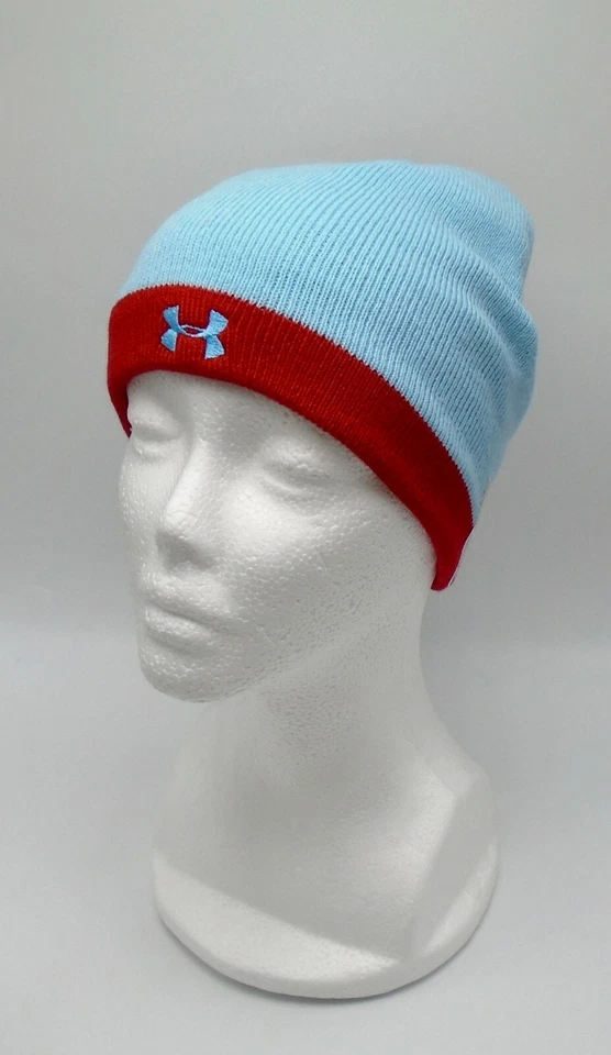 Chapéu Under Armour Cold Gear gorro juvenil infantil azul/vermelho - Imagem 4 de 4
