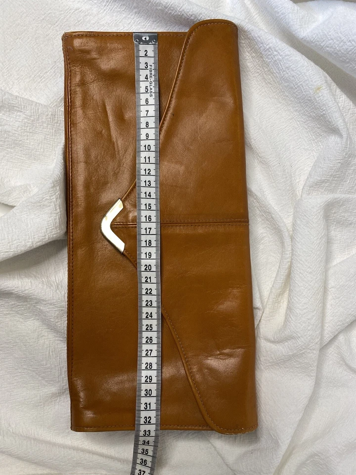 Bolso clutch rectangular vintage años 70 “RONES” cuero marca australiana icónica marrón tostado Foto 2 de 4