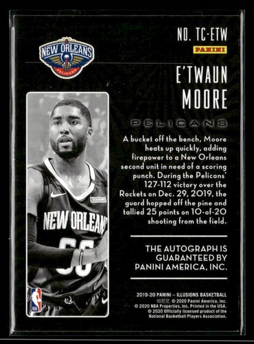 2019-20 Illusions E'Twaun Moore #TC-ETW Trophy Collection AUTO Pelicans - Picture 2 of 2