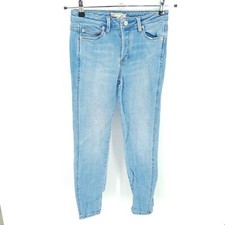 Free People Jeans Womens 25 Blue Denim Button Fly Skinny Light Wash Whiskers