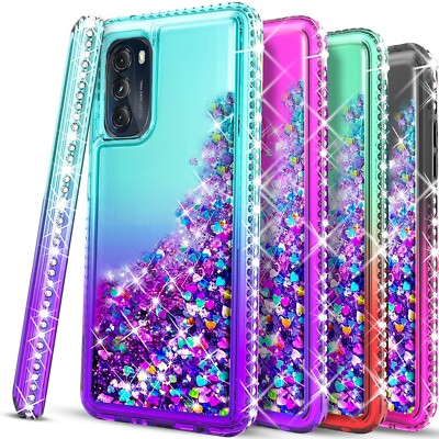 For Moto G 5G 2022 Case Phone Cover Glitter Diamond + Tempered Glass Protector