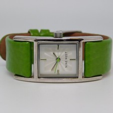 NINE WEST NW/1135 Genuine Leather Quartz Analog Women's Watch New Battery