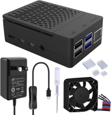 Case for Raspberry Pi 4 with 18W 5V 3.6A Power Supply, Pi 4B Case with PWM Fan 4