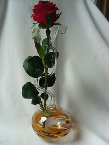Blumenvase für eine Blüte mundgeblasene Rosen Vase mundgeblasenes Klarglas