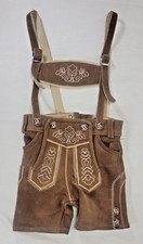 Lederhosen Size 2 Boy German Oktoberfest Leather Shorts suspenders Brown Suede