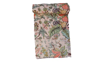 Kantha Bedruckte Baumwolle Gesteppte Bettdecke, Bettüberwurf, Bettlaken und Tagesdecke. 60x90inch