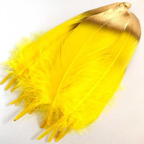 Large Gold Tip Beautiful Goose Feathers 15-20cm Fly Craft Hat Arts Decorations - Picture 20 of 25