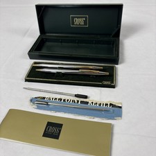 VTG Cross Century Medalist Ballpoint Pen Pencil Set Chrome Silver 330105 in Box