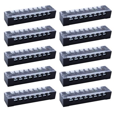 Antrader 10-Pack 8 Positions Dual Rows 600V 15A Wire Barrier Block Screw Term...