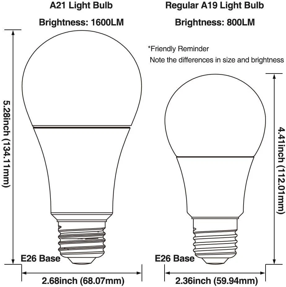 100W Equivalent 15.5W Dimmable LED A21 Bulb, 1600Lm, E26 Base, Omnidirectional - Image 3 of 4