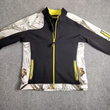 Yukon Gear Womens Soft Shell Jacket Black/Neon Yellow-Camo Zip Size S- Mossy Oak