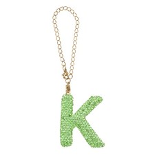 Letter Bag Charm Bling Glitter Letter Charm Initial, Green, K Shape