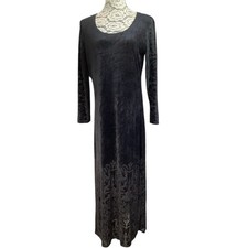 Vntg Carole Little maxi velvet dress,burnout velvet pattern at the hem