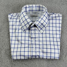 Collars  Co. Shirt Mens Small White Blue Dress Collar Polo Windowpane Golf