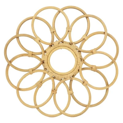 Rattan Mirror Round Retro Delicate Wall Decoration Mirror Decor For Entryway NEW - image 1 of 4