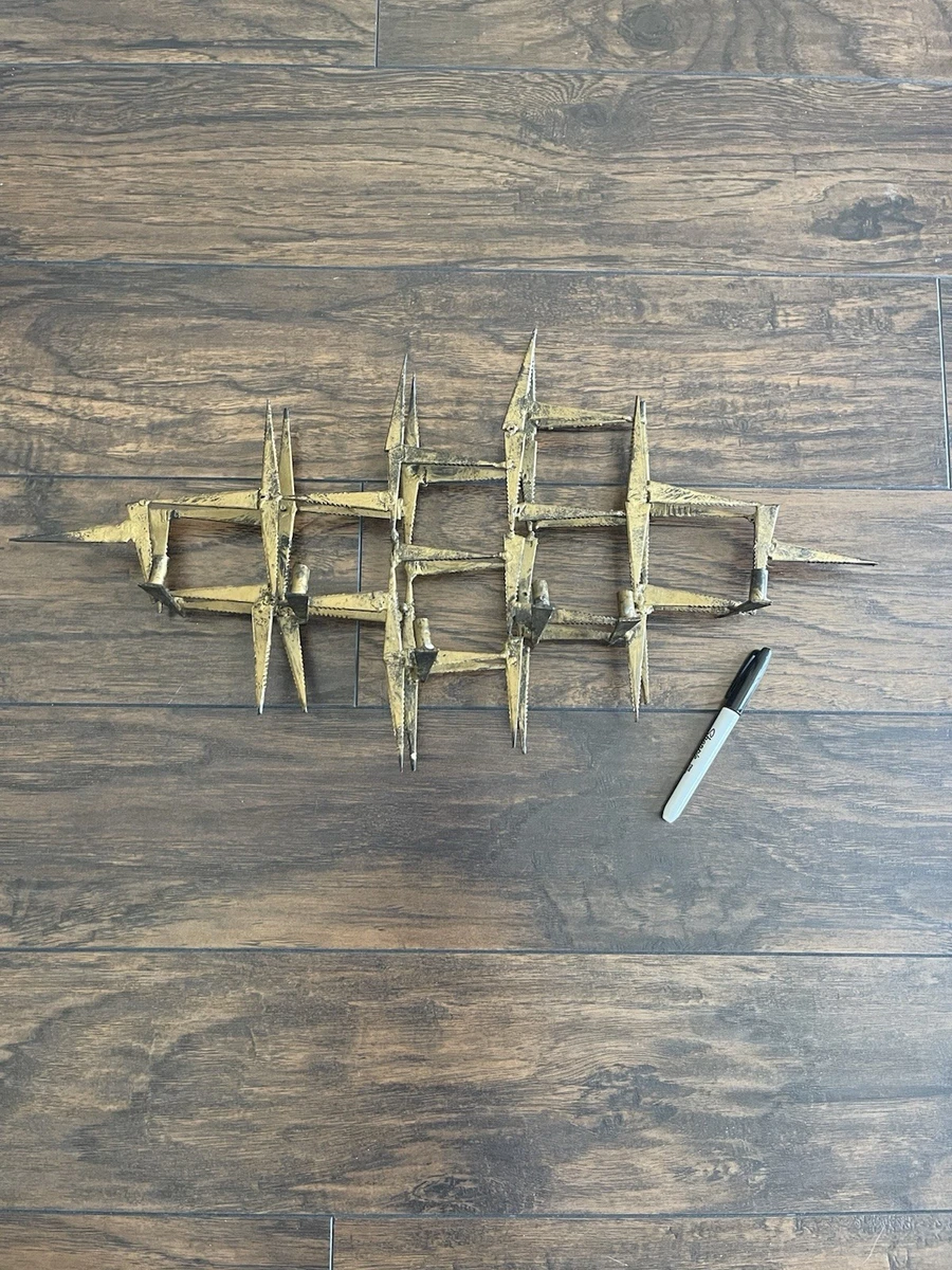 Vintage Brutalist Welded Metal Wall Sculpture. MCM Gold/Black Patina