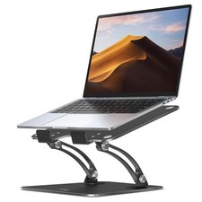 Adjustable Laptop Stand for Desk, Black, Dual Foldable Computer Riser, Laptop