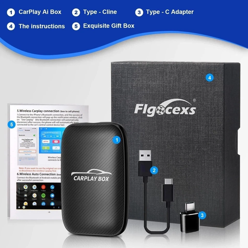 FIGOCEXS 3 in 1 Wireless CARPLAY Adapter & ANDROID Auto Adapter NETFLIX YOUTUBE - Image 2 of 4