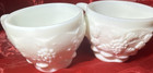 Milk Glass Grapevine Pattern Cup Set White With Handle Glossy Set of 2 — photo 1