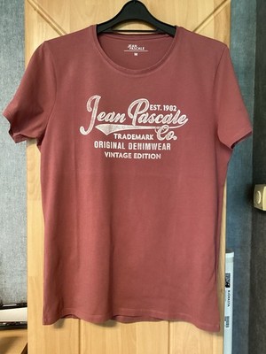 Jean Pascale Herren T-Shirt Gr. M hellrot mit Frontdruck Kurzarm 