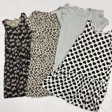 Lot of 4 H M Girls Dresses Animal Print Gray Black Hearts Glitter Etc Size 6-8Y