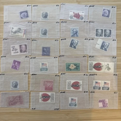 US Stamp Lot 20 Mint Singles MNH MH 1930s-1960s Collection Vintage Glassines