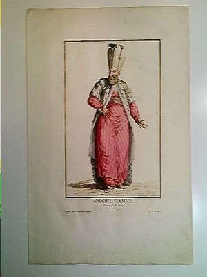Abdoul Hamet, Grand Sultan, Kupferstich, altcoloriert, Duflos le jeune, 1780, Or