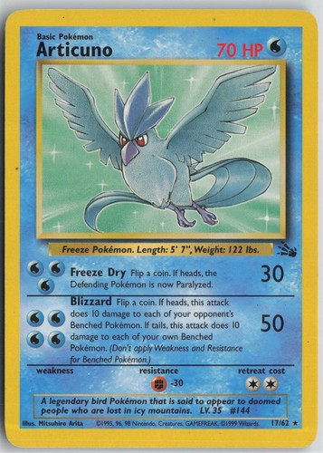 Articuno 17/62 Rare Fossil Pokemon Unlimited Lightly Played