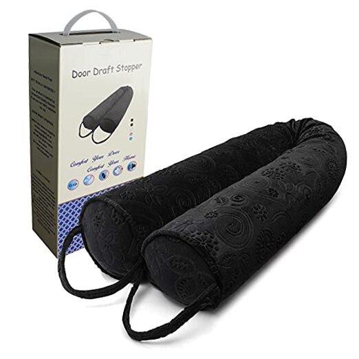 Window Draft Snake Under Door Draft Stopper 36 Inch Weighted Door Draft Blocker Snake, Black