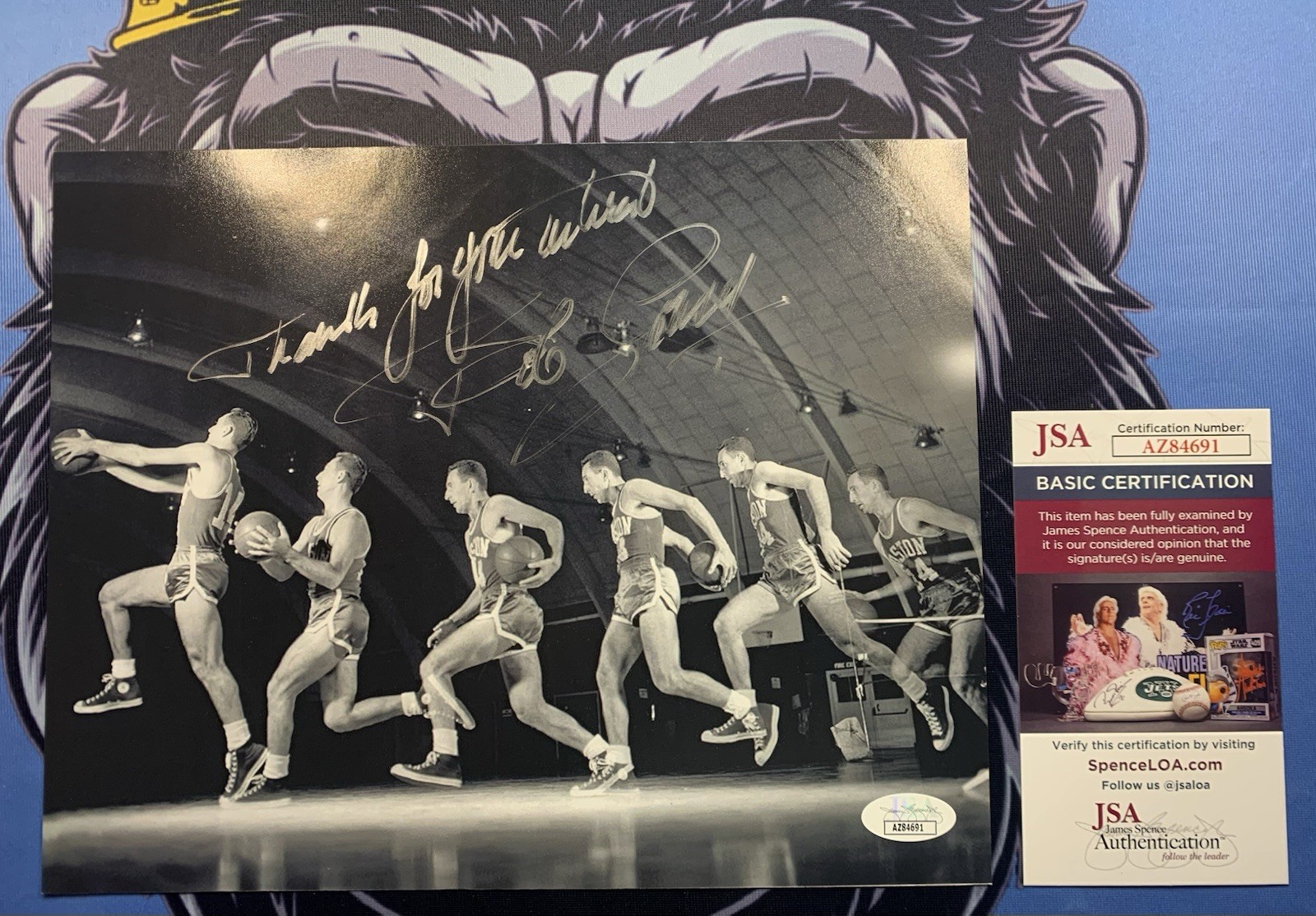 Bill Russell Autographed Signed BOB COUSY Glossy CELTICS 8x10 w/JSA AUTHENTICATION 