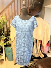 Talbots Blue Lace 3D Floral Dress Elegant Textured Quality Dress