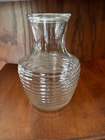 Vtg Anchor Hocking Ribbed Beehive Clear Glass Juice Water Carafe Jar With Lid
